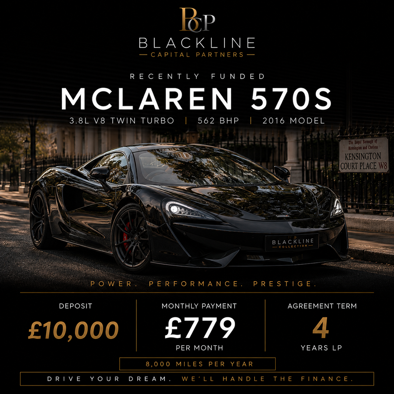 McLaren 570S recently funded by Blackline Capital Partners